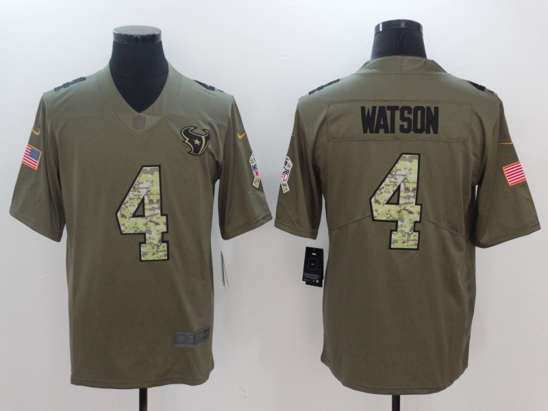 Men Houston Texans #4 Watson Camo Nike Olive Salute To Service Limited NFL Jerseys->houston texans->NFL Jersey
